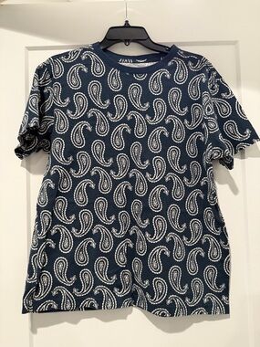Navy Paisley Print Crewneck Tee